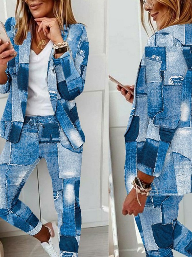 Casual Plaid Shawl Collar Regular Fit Two-Piece Set