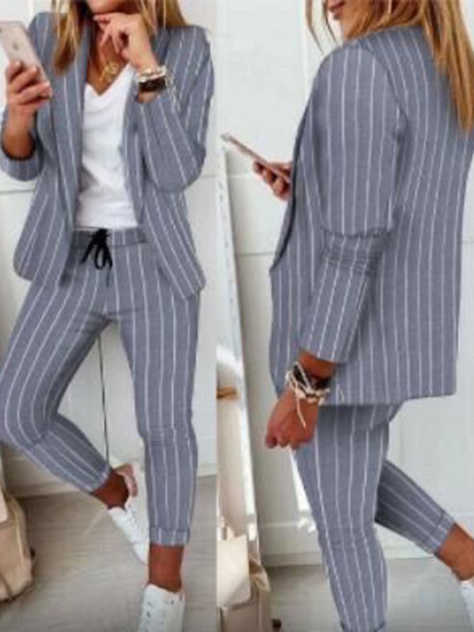 Casual Plaid Shawl Collar Regular Fit Two-Piece Set