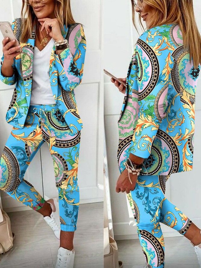 Casual Plaid Shawl Collar Regular Fit Two-Piece Set