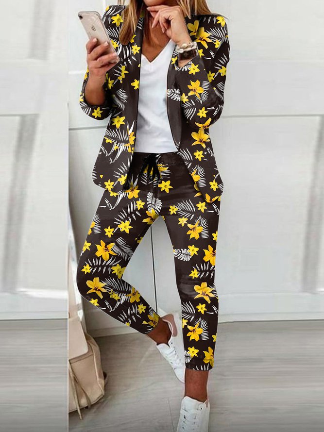 Casual Plaid Shawl Collar Regular Fit Two-Piece Set
