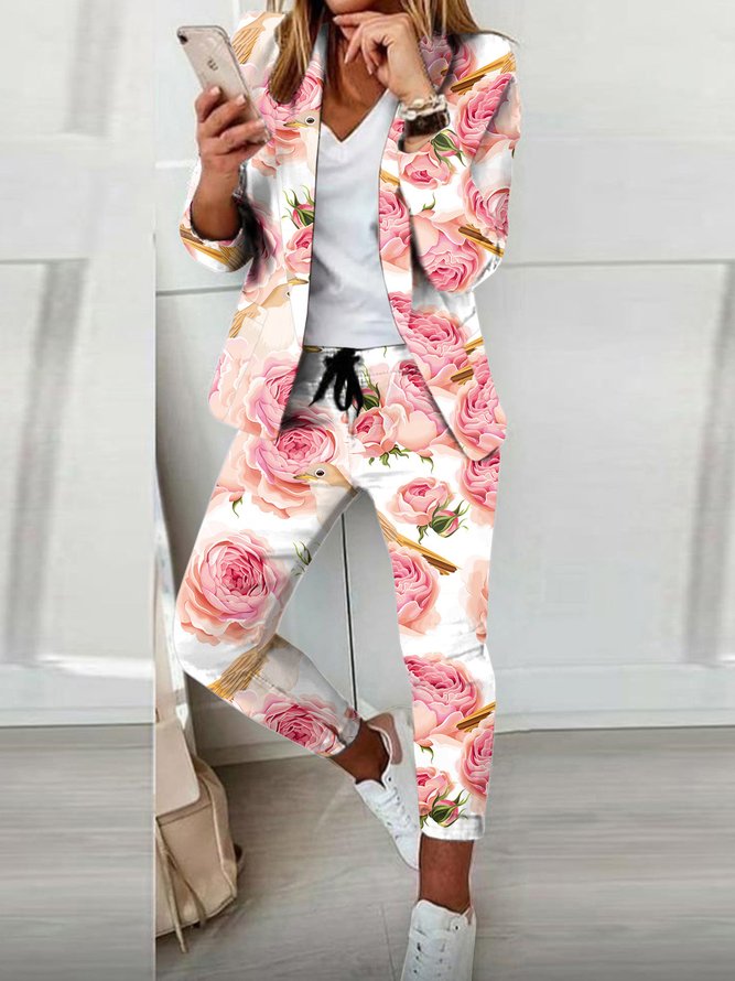 Casual Plaid Shawl Collar Regular Fit Two-Piece Set