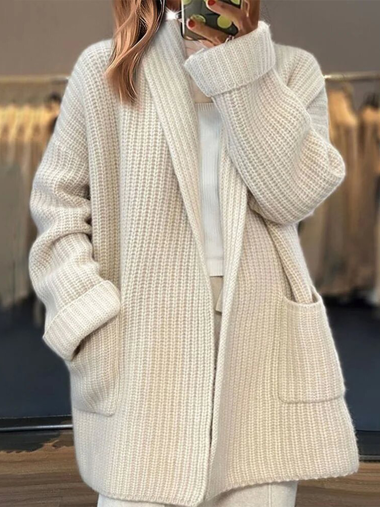 Casual Simple Pocket Mid Length Sweater