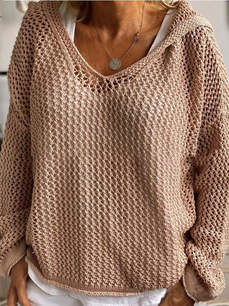 Vintage Hollow Out Comfy Hooded Sweater