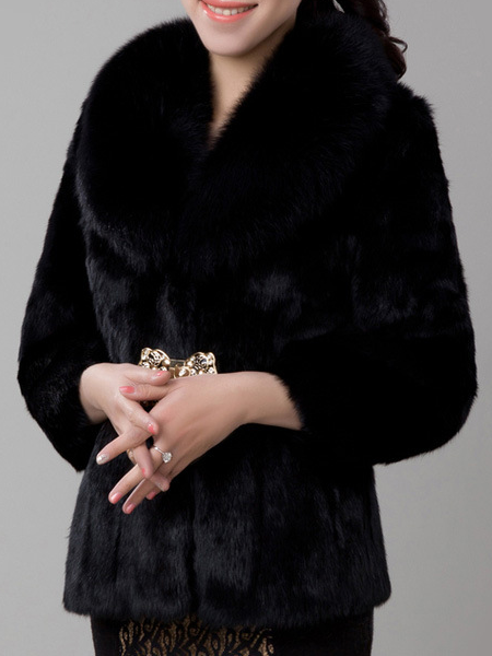 Elegant Plain Fluff/Granular Fleece Fabric Regular Fit Leather & Faux Leather