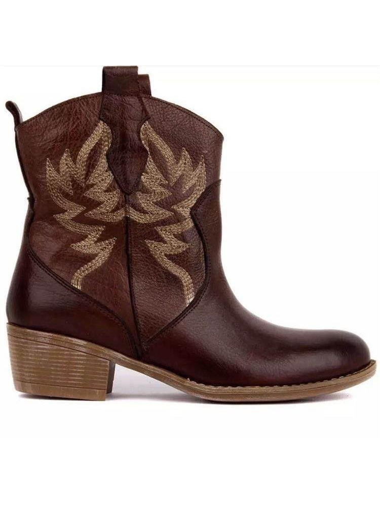Classic Embroidered Cowgirl Ankle Boots