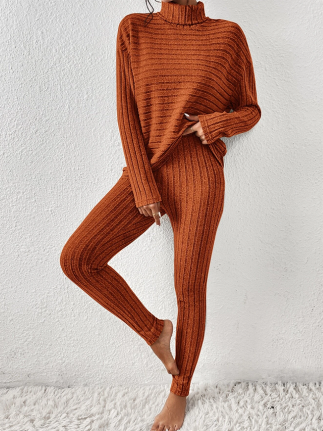 Regular Fit Stand Collar Casual Plain Two-Piece Set