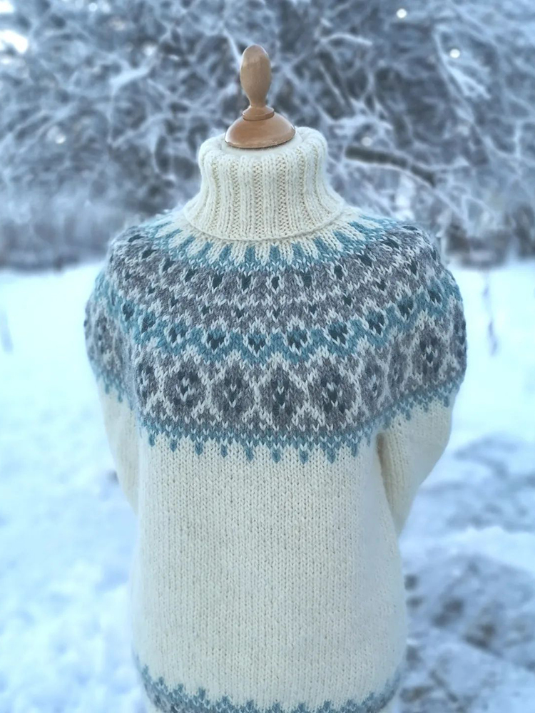 Vintage Diamond Jacquard Turtleneck Sweater