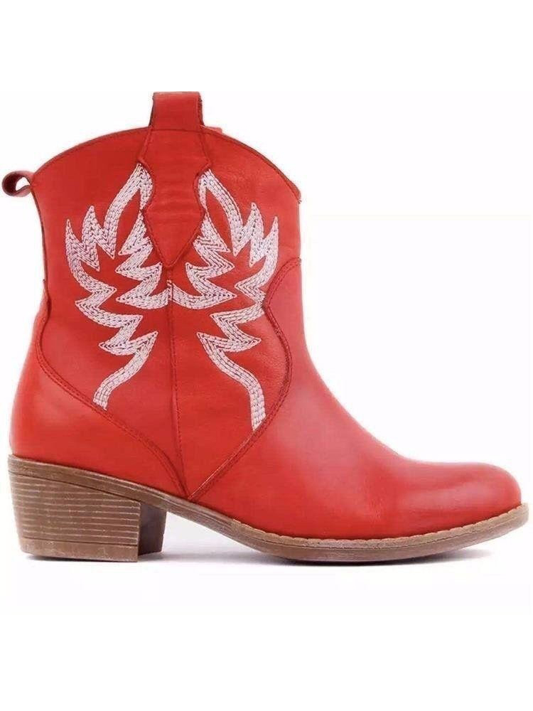 Classic Embroidered Cowgirl Ankle Boots