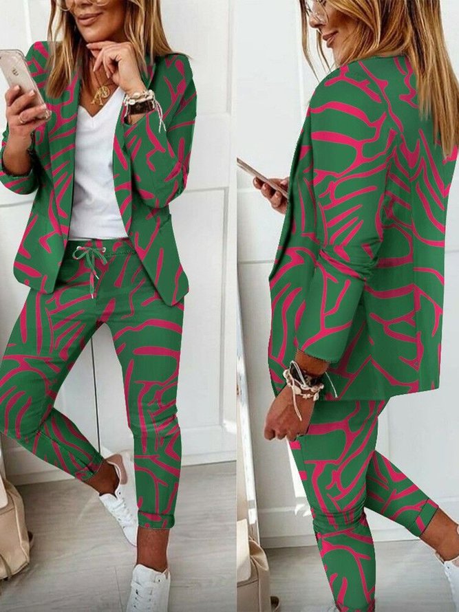 Casual Plaid Shawl Collar Regular Fit Two-Piece Set