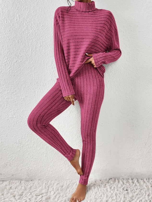 Regular Fit Stand Collar Casual Plain Two-Piece Set