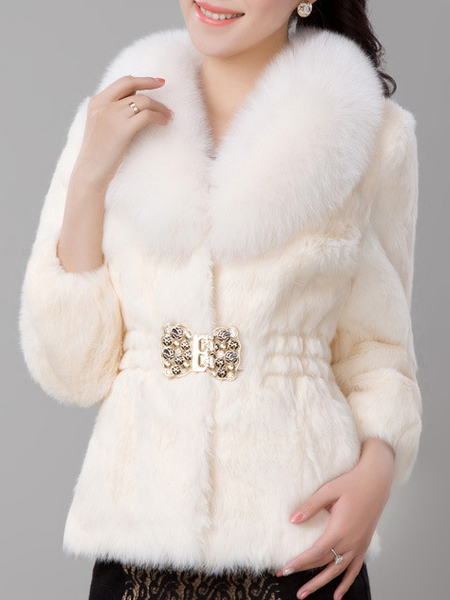 Elegant Plain Fluff/Granular Fleece Fabric Regular Fit Leather & Faux Leather